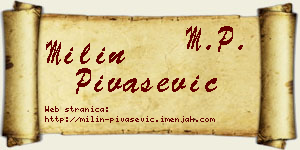 Milin Pivašević vizit kartica